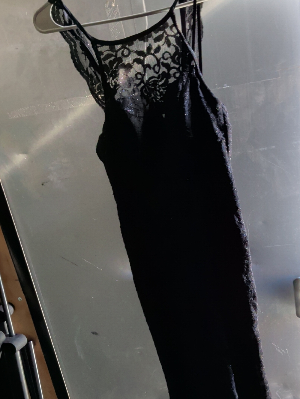 Sequin Hearts Black Lace Yoke Maxi Dress